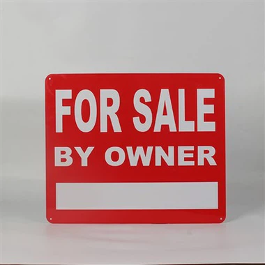 Kaksipuolinen kyltti myytävänä